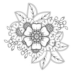 Flowers in black and white. Doodle art for coloring book