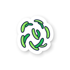 Lactobacillus sticker. Prebiotic microbiome sign. Bacteriology and gastrointestinal health badge for designs. Good bacterial flora for human vector emblem