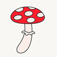 Cartoon vector funny cute Comic characters, fly agaric mushroom.