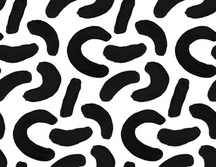 Black and white brush stroke line pattern. Hand painted brushstroke background