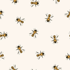 Vector seamless pattern with bees