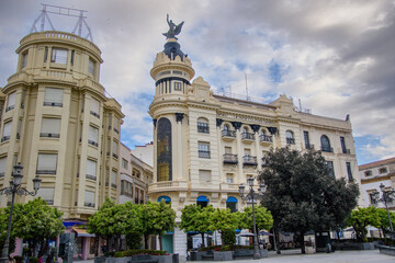 Fototapeta na wymiar View of the beautiful plaza de Tendillas in the center of the city of Cordoba in Andalusia, Spain