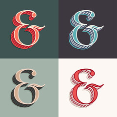 Obraz premium Ampersand sign logo in classic three-dimensional, elegant retro style.