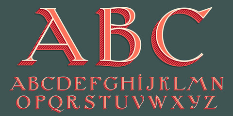 Alphabet in classic three-dimensional shadow style. - obrazy, fototapety, plakaty