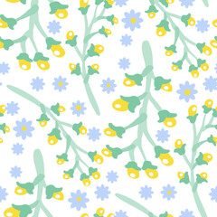 Seamless pattern  with flowers in doodle style.