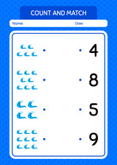 Count and match game with waves. worksheet for preschool kids, kids activity sheet