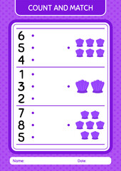 Count and match game with shells. worksheet for preschool kids, kids activity sheet
