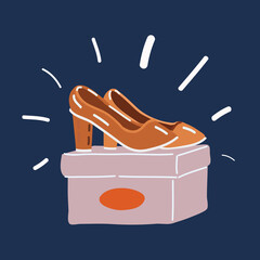 Cartoon vector illustration of shoe on box