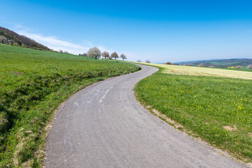 s-curve during cherry blossom in spring in Baselland