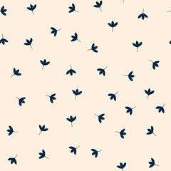 Simple leaves seamless pattern on ivory background