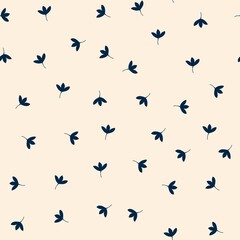 Simple leaves seamless pattern on ivory background