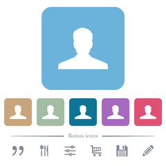 Anonymous avatar flat icons on color rounded square backgrounds