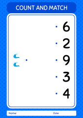 Count and match game with waves. worksheet for preschool kids, kids activity sheet