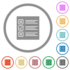 Questionnaire paper solid flat icons with outlines