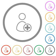 Add new user outline flat icons with outlines