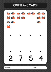 Count and match game with radio. worksheet for preschool kids, kids activity sheet