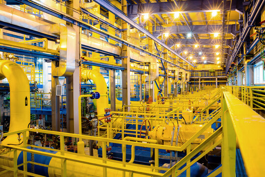 Natural gas compressor station interior 