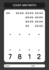 Count and match game with sunglasses. worksheet for preschool kids, kids activity sheet
