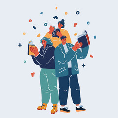 Vector illustration of people Reading. Education Knowledge concept