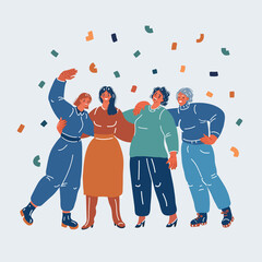 Vector illustration of women stand together