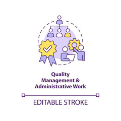 Quality management and administrative work concept icon. Total productive maintenance abstract idea thin line illustration. Isolated outline drawing. Editable stroke. Arial, Myriad Pro-Bold fonts used