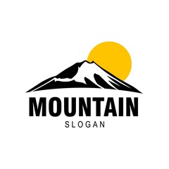 Fototapeta na wymiar mountain silhouette with sunset logo template vector design
