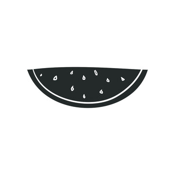 Watermelon Slice Icon Silhouette Illustration. Summer Fruit Vector Graphic Pictogram Symbol Clip Art. Doodle Sketch Black Sign.