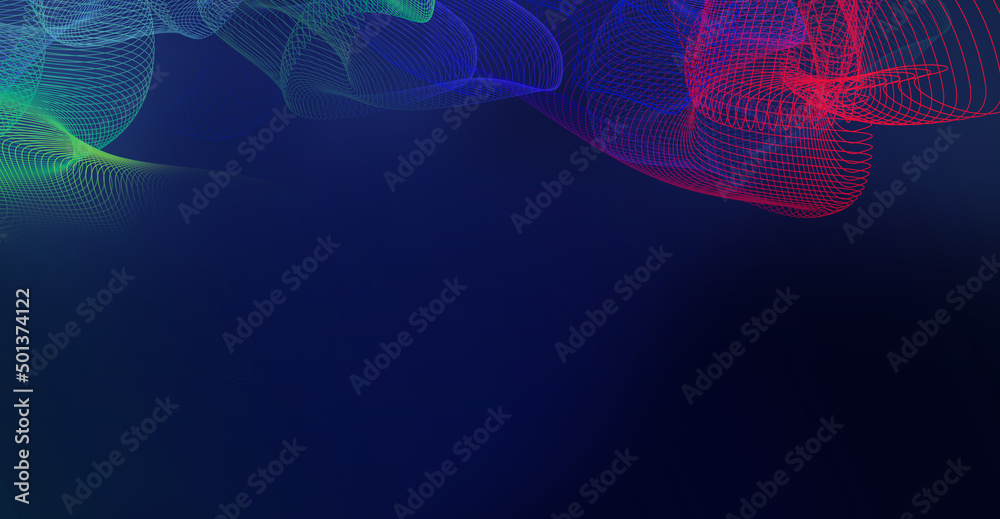 Wall mural abstract ai digital background with weave curve line bend art, big data stream visualization. high s