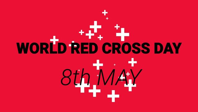 World red cross day on 8th may with cross Singh isolated on red background.
Animation for world health care.