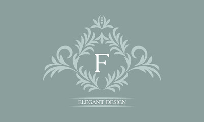 Elegant floral monogram design template for letters F. Calligraphic elegant ornament. Business sign, identity monogram for restaurant, boutique, hotel, heraldic, jewelry.