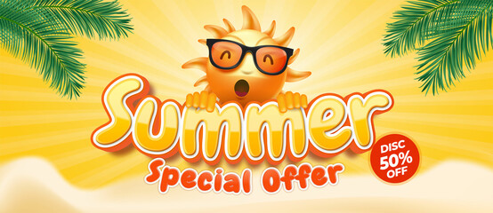 Realistic social media banner summer sale special discount