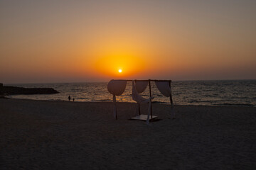 Desert island resort.and hotel in the Arabian Gulf near Abu Dhabi, United Arab Emirates