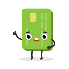 Green Bank Card Character. Online Payment emoji