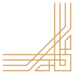 Golden line corner. Geometric vintage decorative border