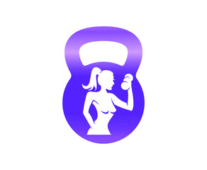 fitness club color icon female kettlebell