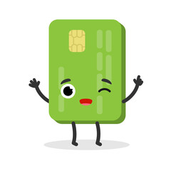 Green Bank Card Character. Online Payment emoji