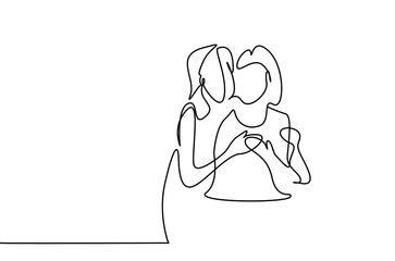 a mother and her young daughter happily hugging.mother's day line concept