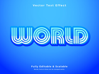 WORLD 3D Text Effect Vector Fully Editable High Quality