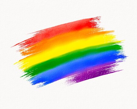 LGBT  Pride month watercolor texture concept. Rainbow brush style isolate on white background.
