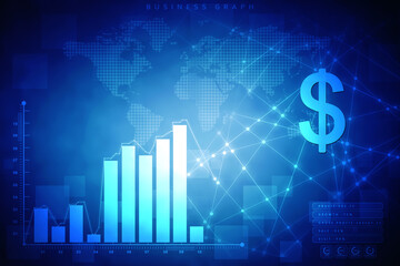 2d rendering Stock market online business concept
