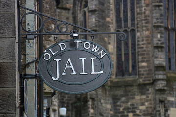 Old Town Jail Sign in Stirling Old Town Scotland - 501377769