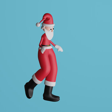  Dancing Santa Claus. 3d illustration, 3d render.