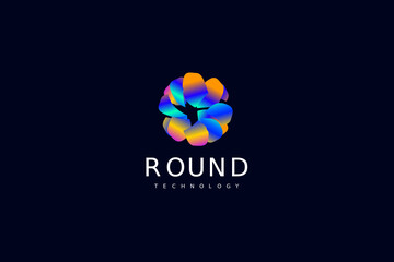 connected round move tech logo for startup