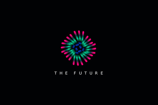 abstract tech futuristic logo design