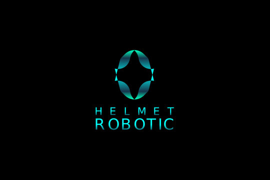 abstract robot helmet tech logo