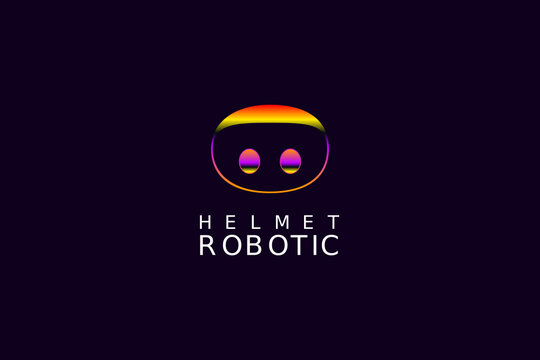 abstract robot helmet tech logo