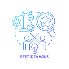 Best idea wins blue gradient concept icon. Cultural aspect in innovation abstract idea thin line illustration. Making better decisions. Isolated outline drawing. Myriad Pro-Bold font used