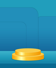 Vector stage blue geometrical background with yellow round platform for design