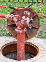 Fire hydrant on the street close-up