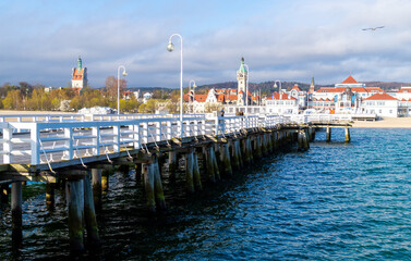 Old wooden pier in Sopot, Baltic Sea coast	